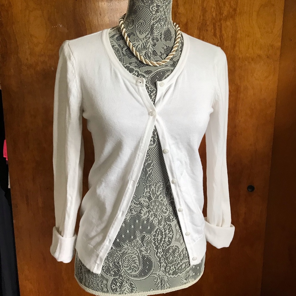 H&M White Button Up Cardigan